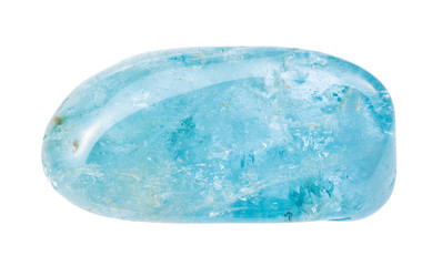 Fototapeta na wymiar tumbled Aquamarine (blue Beryl) gem isolated