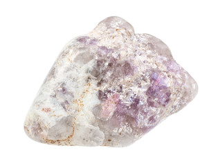 Fototapeta premium pebble from Lepidolite rock isolated on white