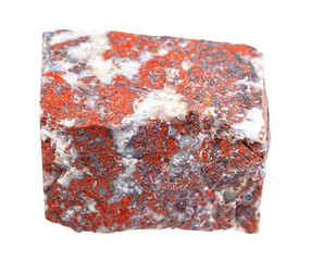 unpolished red Jasper gemstone isolated on white