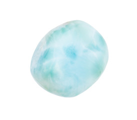 polished Larimar gemstone isolated on white