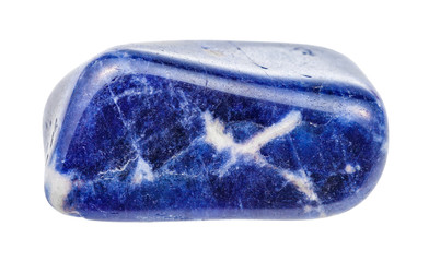 tumbled Sodalite gem stone isolated on white