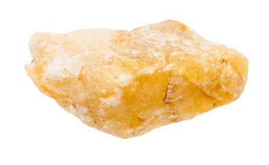 yellow Calcite stone isolated on white