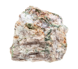 unpolished Delhayelite rock isolated on white