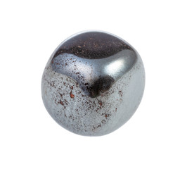rolled Hematite gem stone isolated on white