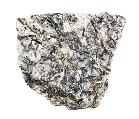 unpolished Lujavrite rock isolated on white
