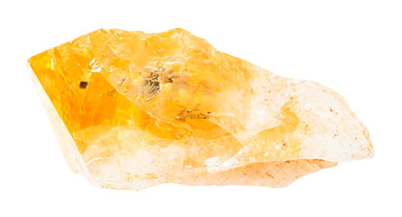 unpolished citrine (yellow quartz) rock isolated