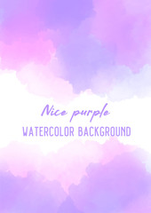 Abstract purple watercolor background. Lavender color, delicate postcard or invitation.