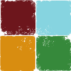 Four colored square backgrounds with damaged jagged edges with space for your picture or text