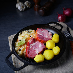 boiled sauerkraut and delicious saddle of pork