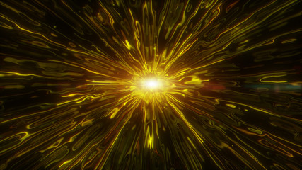 Fototapeta premium Golden liquid flow. Futuristic digital gold color abstract background