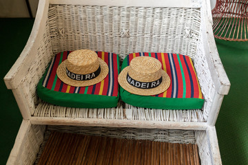 raditional Wicker Basket Sledges in a factory shop in Camacha on Madeira Island. Portugal