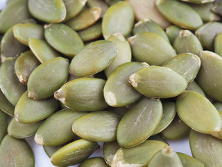 pumpkin seeds on a white background