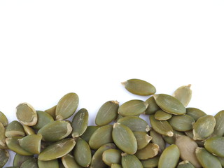 pumpkin seeds on a white background