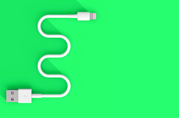 flat lay usb cable, 3d render image.