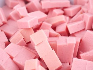 diced sausage in a bowl