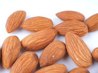 almonds on a white background