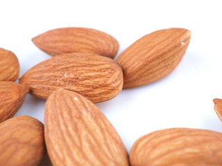 almonds on a white background