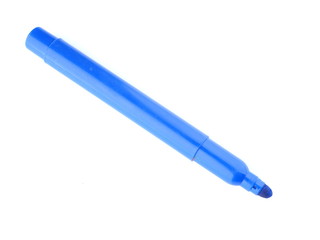 blue marker on a white background
