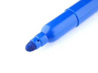 blue marker on a white background