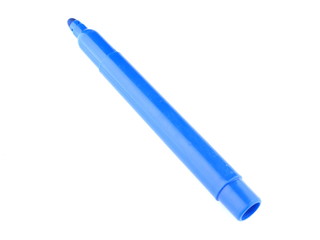 blue marker on a white background