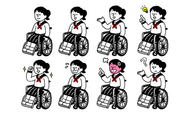 車椅子に乗るセーラー服女子セット（シンプル）
