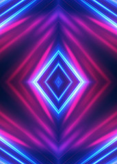 Dark abstract futuristic background. Neon glow, light lines, shapes. UV light.