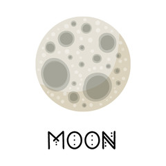 Obraz premium Stylized full Moon isolated cartoon vector image. Astronomic logo image. Media glyph icon