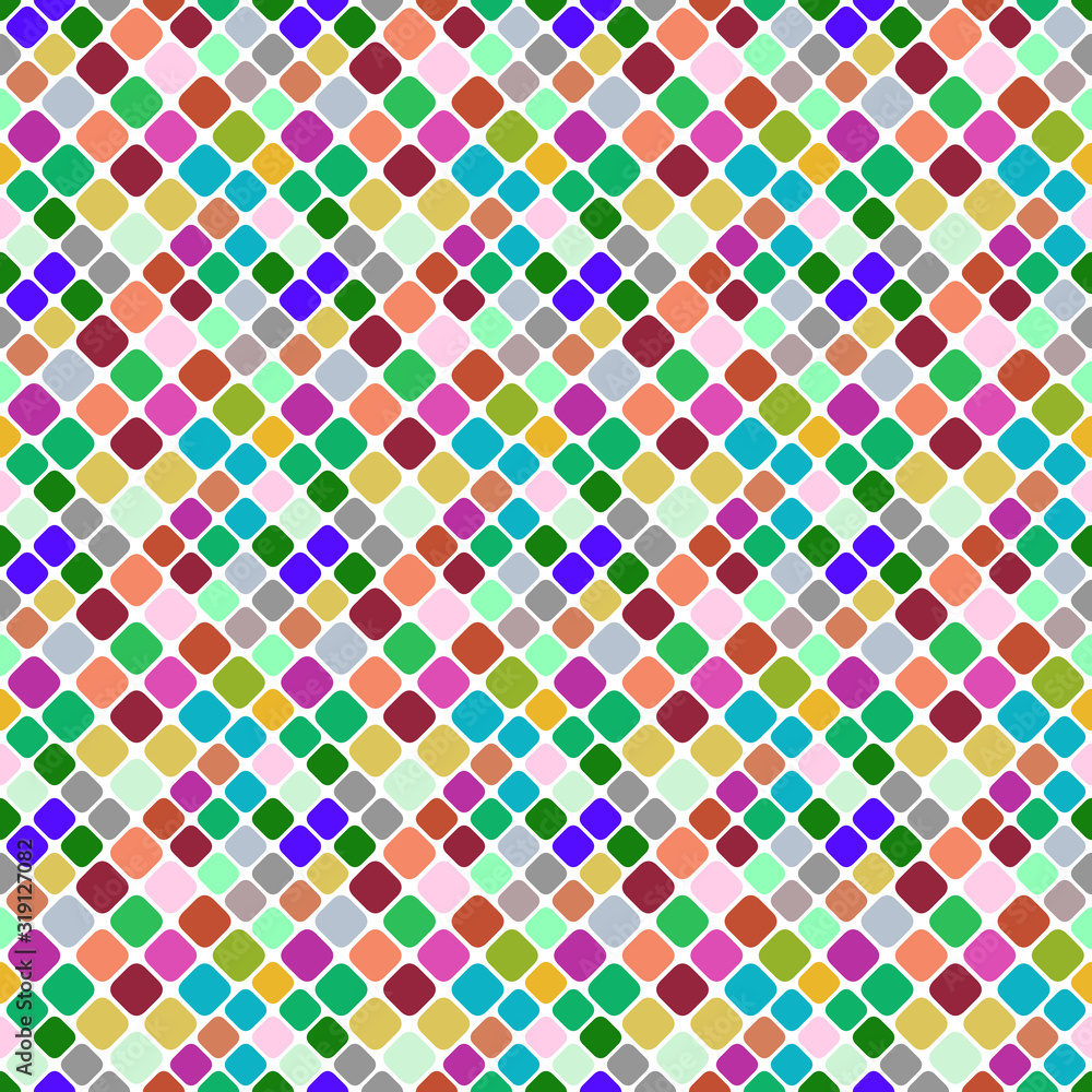 Poster Seamless geometrical square pattern background - abstract multicolored vector design from squares