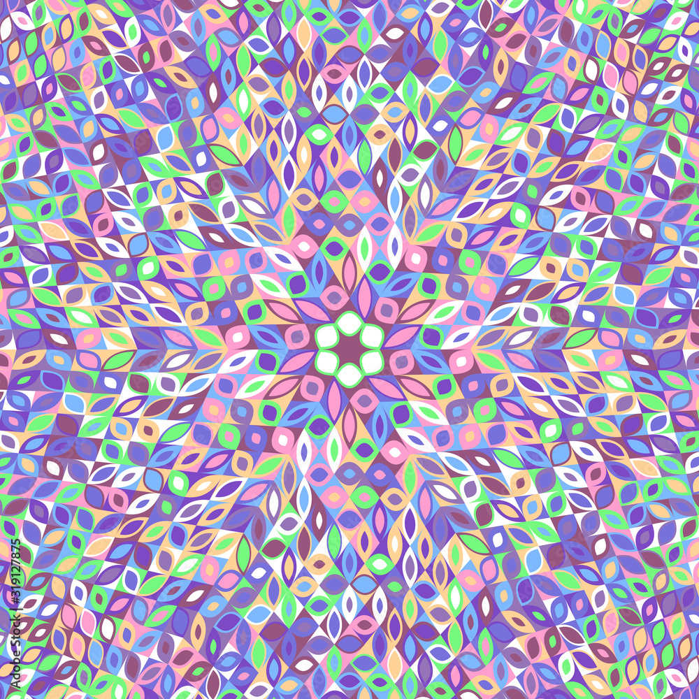 Poster dynamic colorful tiled mosaic background - circular floral vector design