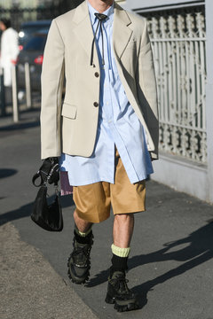 Milan, Italy – January 12, 2020: Fashionable man, street style outfit.