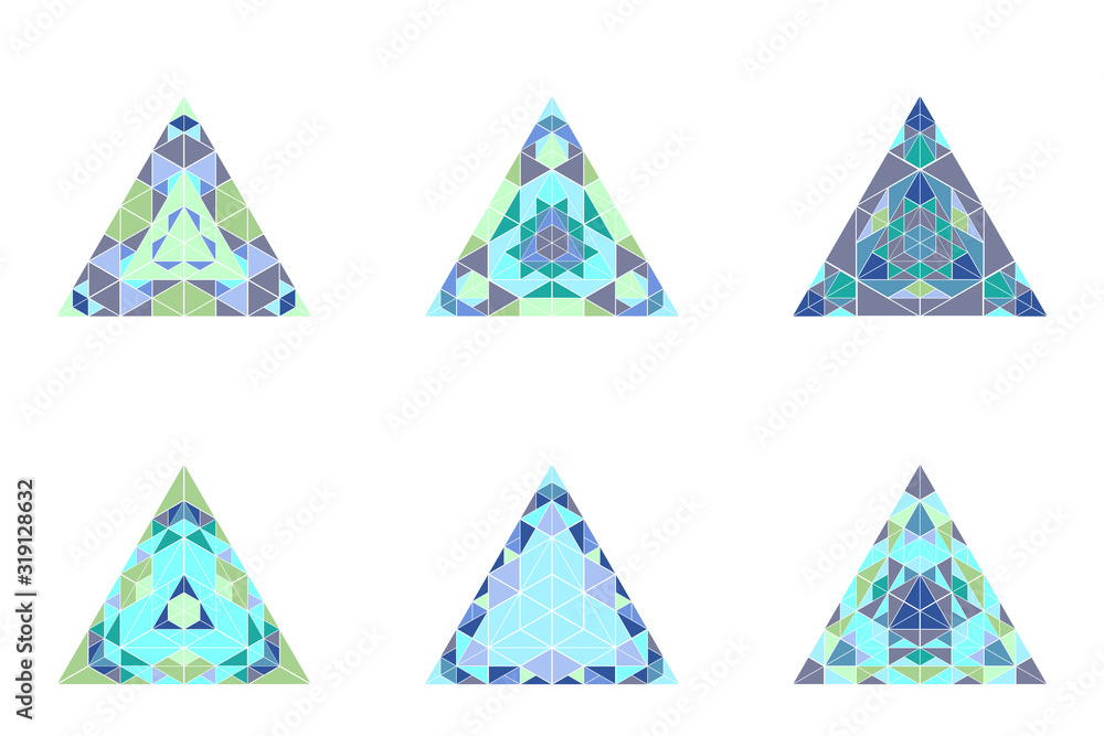 Poster isolated ornate shape set - geometrical colorful ornamental geometric vector graphic elements from t