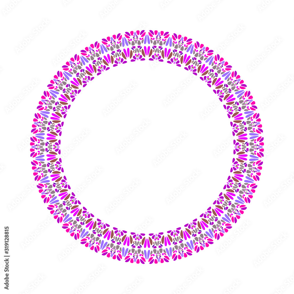 Poster geometrical abstract stone mosaic wreath - round circular vector design element on white background