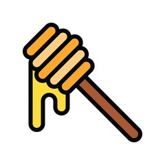 sweets and candy related honey with wooden stick vector with editable stroke