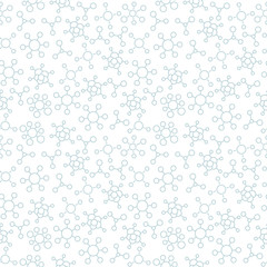 Molecules seamless pattern background. Chemical science. High tech. Molecular composition of the product. Nanotechnology. Vector line contour.