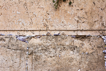 Jerusalem. Wall of Tears. The Western Wall. Notes with requests to God in the Western Western Wall.