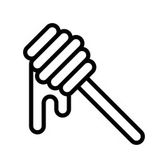 sweets and candy related honey with wooden stick vector in lineal style
