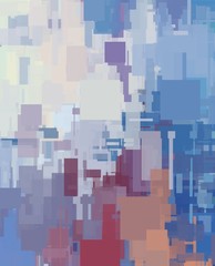 Vertical chaotic rectangles, digital abstract painting. Beautiful random colors background artwork. Painting in cold colors scheme with an accents