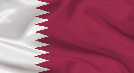 Qatar state flag on silk