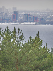 city on the opposite side of the lake. Petrozavodsk. Russia