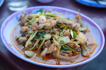 the  plate of raw frogs legs, cleaned and washed, prepared for cooking in vietnam cuisine