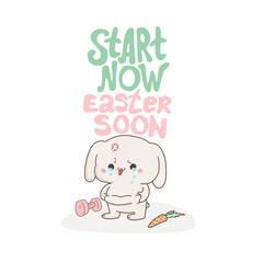 Cute bunny crying because fat, vector hand-drawn illustration in kawaii style. Excess weight . cartoon doodle for children's textiles, t-shirts or postcards.