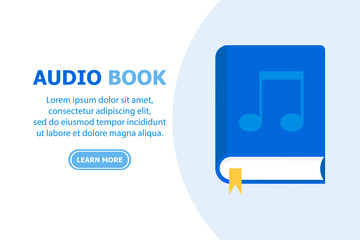 The Blue Book Audio Book is depicted on a white background, and the text is on the left.