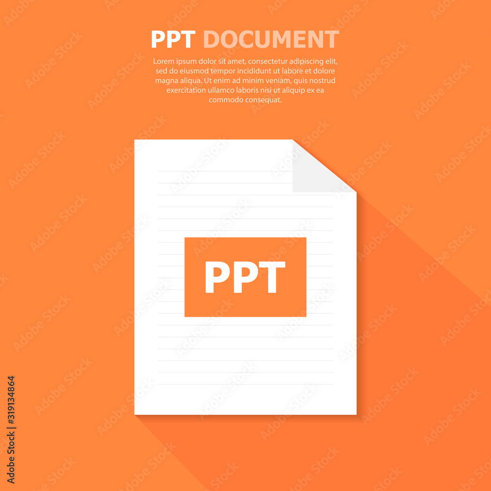 Poster the ppt white file is located on a orange background. a document for general use. computer file. abo