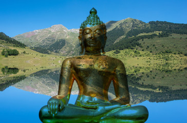 Figure of a Buddha meditating on the mountain