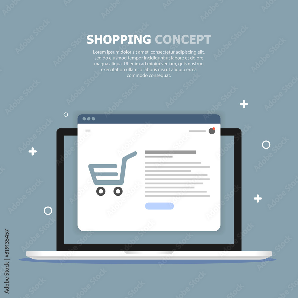 Poster the window for purchasing the internet is depicted in a computer on a blue background. above, white 