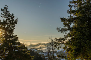 Fototapeta premium Mgły w Pieniach o wschodzie słońca