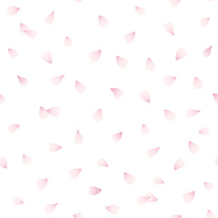 Pink flying petals of sakura. Seamless pattern.