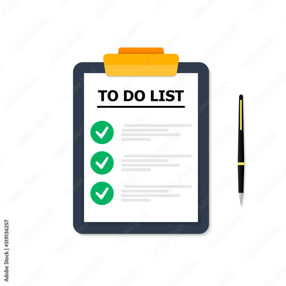 Aufkleber a blue tablet with a list of cases on a white background. the handle is on the right. business icons