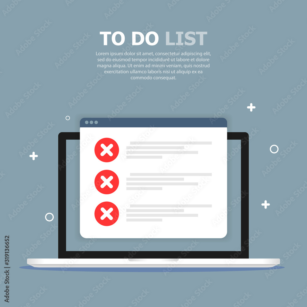Poster the to do list box is depicted in a computer on a blue background. above, white text is written. whi