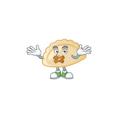 a silent gesture of pierogi mascot cartoon character design